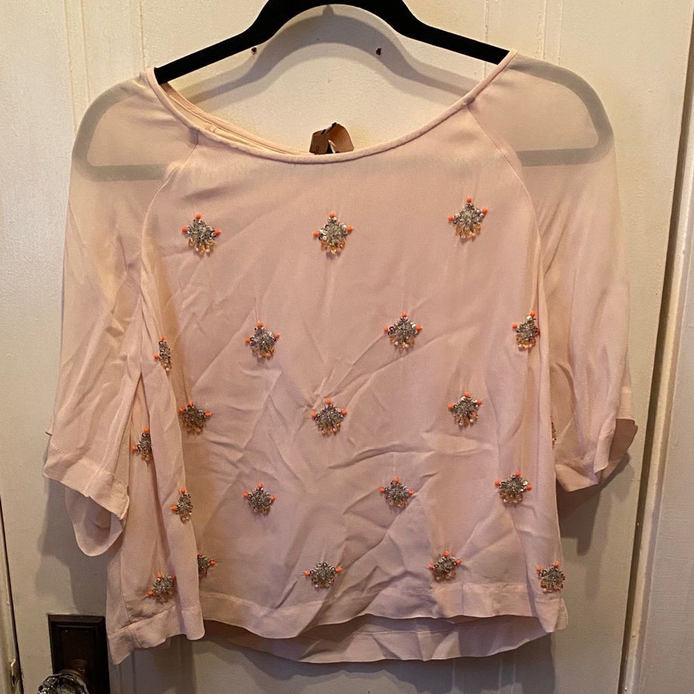 Topshop Blush Embellished Blouse
